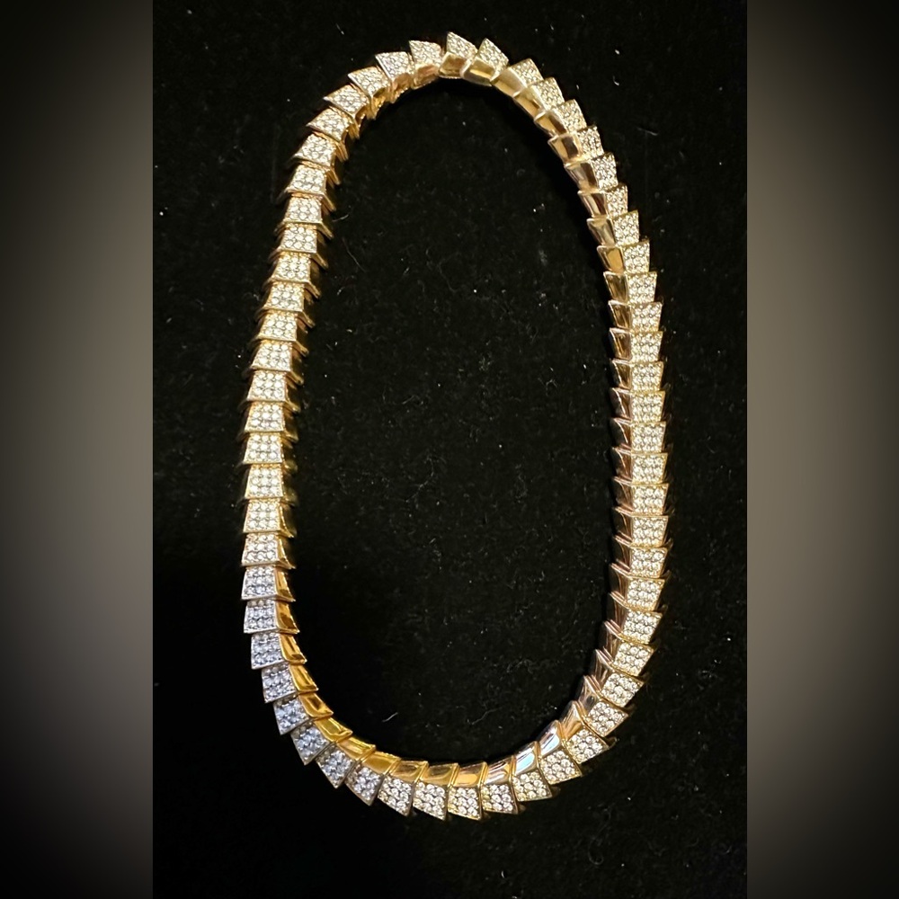 Swan Signed Swarovski Snake Link‎ Necklace Pave’ Crystal